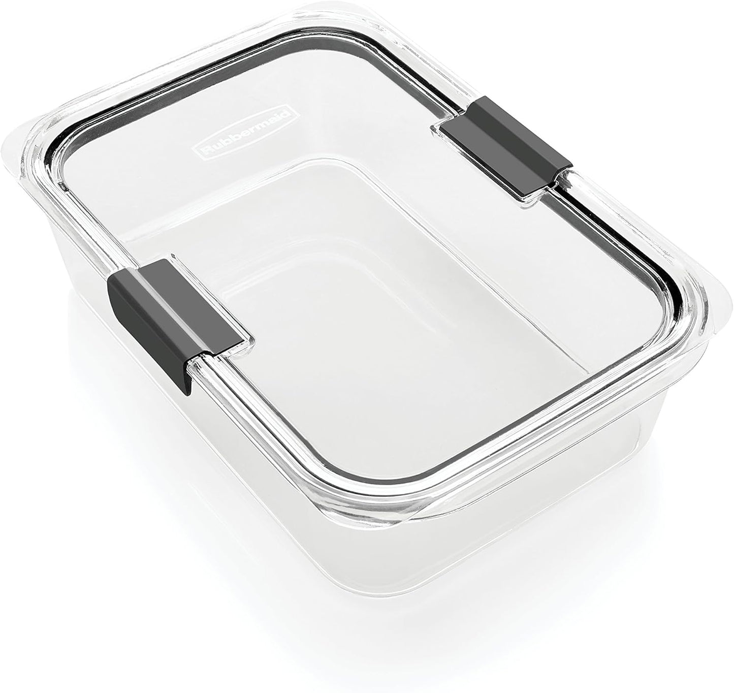 Rubbermaid Brilliance Glass Storage Containers - 8-Cup, 2-Pack with Lids - Large, Clear Design