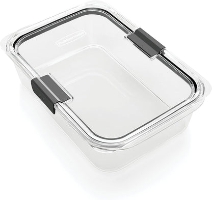 Rubbermaid Brilliance Glass Storage Containers - 8-Cup, 2-Pack with Lids - Large, Clear Design