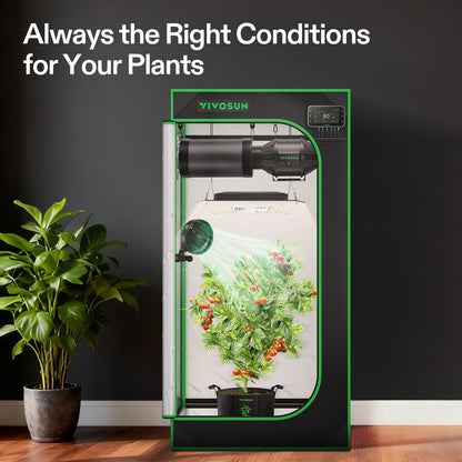 VIVOSUN Smart Pro Grow Tent Kit, 2 × 2ft 1-Plant Kit, WiFi-Integrated Automatic Control with GrowHub E42A+, 2-in-1 Tunable Spectrum LED Grow Light, 360° Ventilation & Circulation Control System