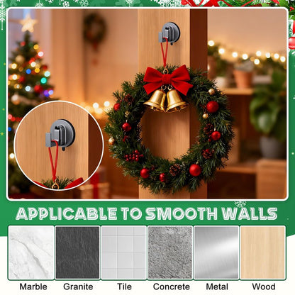 2PCS Suction Cup Hooks, Suction Cup Hooks for Shower, No Drill SuctionCup Hook for Bathroom Hanging Towels Holder, Hook for Christmas Wreath Decor Thanksgiving, Reusable Strong & Reliable