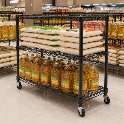 Orchidleaf 3 Tier Wire Shelving Unit with Wheels, Heavy Duty Metal Storage Shelf Rack, 36.9" W x 18.6" D x 39.4" H Rolling Wire Shelf with Locking Casters for Garage, Pantry, Kitchen, Laundry Room,