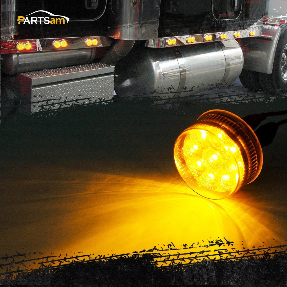 Partsam 30Pcs 2" Inch Round Trailer Led Side Marker and Clearance Lights Amber 9 Diodes with Reflectors for Semi Trailer Trucks(20x Amber, 10x Red)