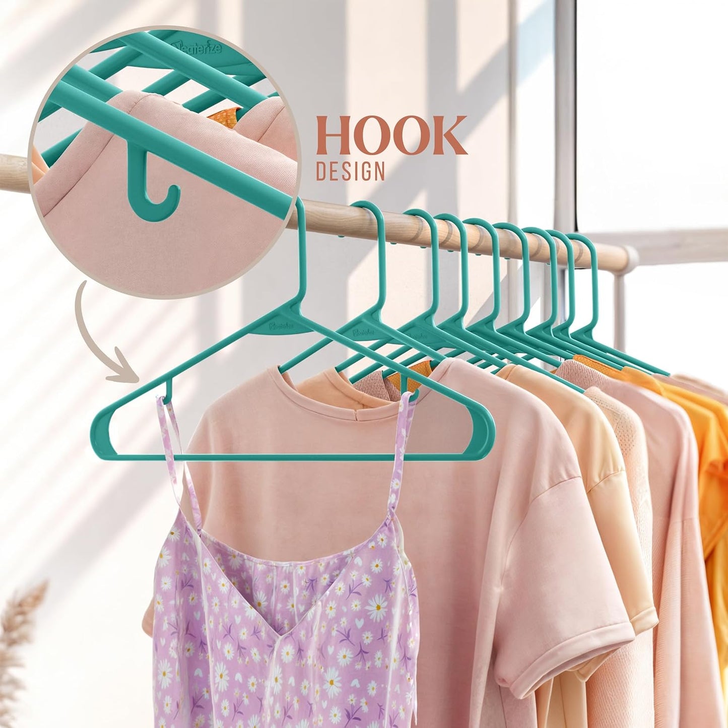 Aqua Plastic Hangers 20 Pack - Space-Saving Clothes Hangers for Closets & Apartments
