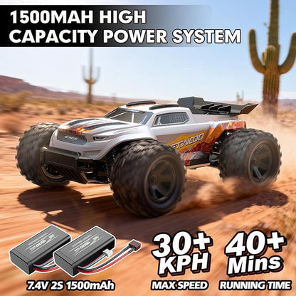 Jetwood 1:18 RC Car 36+ KPH Fast Remote Control Monster Truck with 2 Batteries 4WD Adult RC Truck Ready-to-Run for Beginners All Terrain Off-Road RC Buggy JC18W