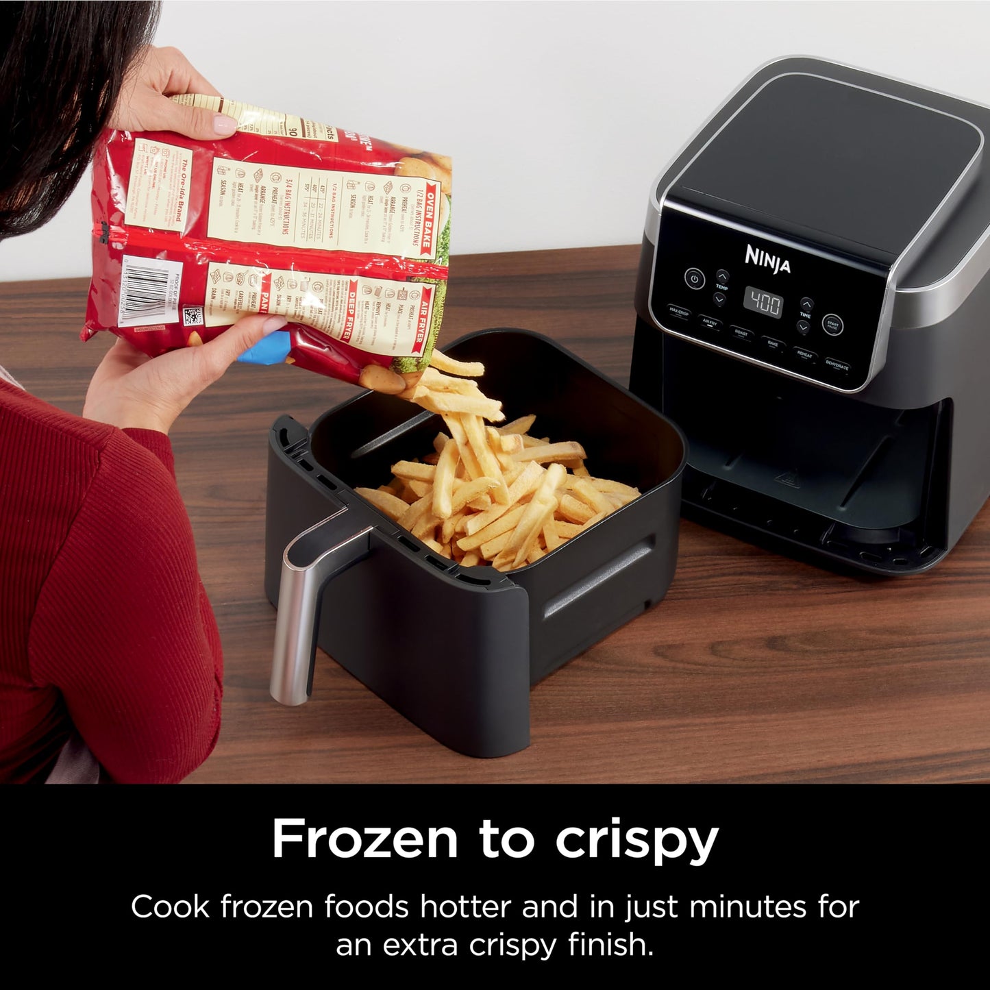 Ninja | Air Fryer | 4 QT Capacity | 4-in1 Roast, Crisp, Roast, Reheats, & Dehydrates | Dishwasher Safe Parts | Includes 20 Easy & Healthy Recipes | Compact | Grey | AF101