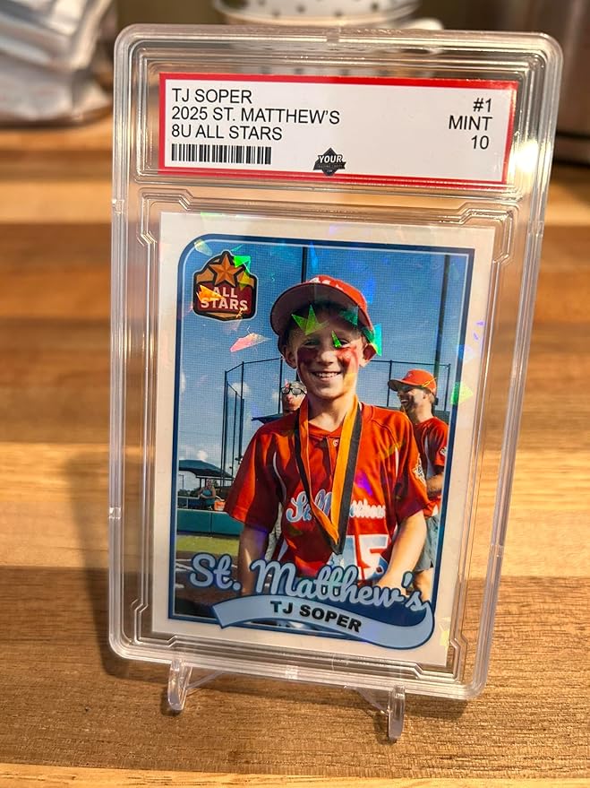 Custom Baseball Cards Personalized Trading Card in PSA Style Holder Holographic Finish + Velvet Bag + Stand Customized Gifts for Baseball Fans or Players
