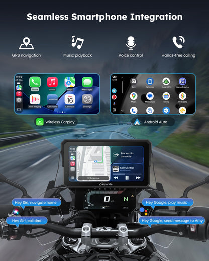 Carpuride W602BSPRO for BMW Motorcycle Carplay & Android Auto 6.25" IP67 Waterproof Car Play Moto GPS Navigation Screen with Dual Bluetooth, Data Reading, OTA, Wonder Control, TPMS, Compass, Barometer