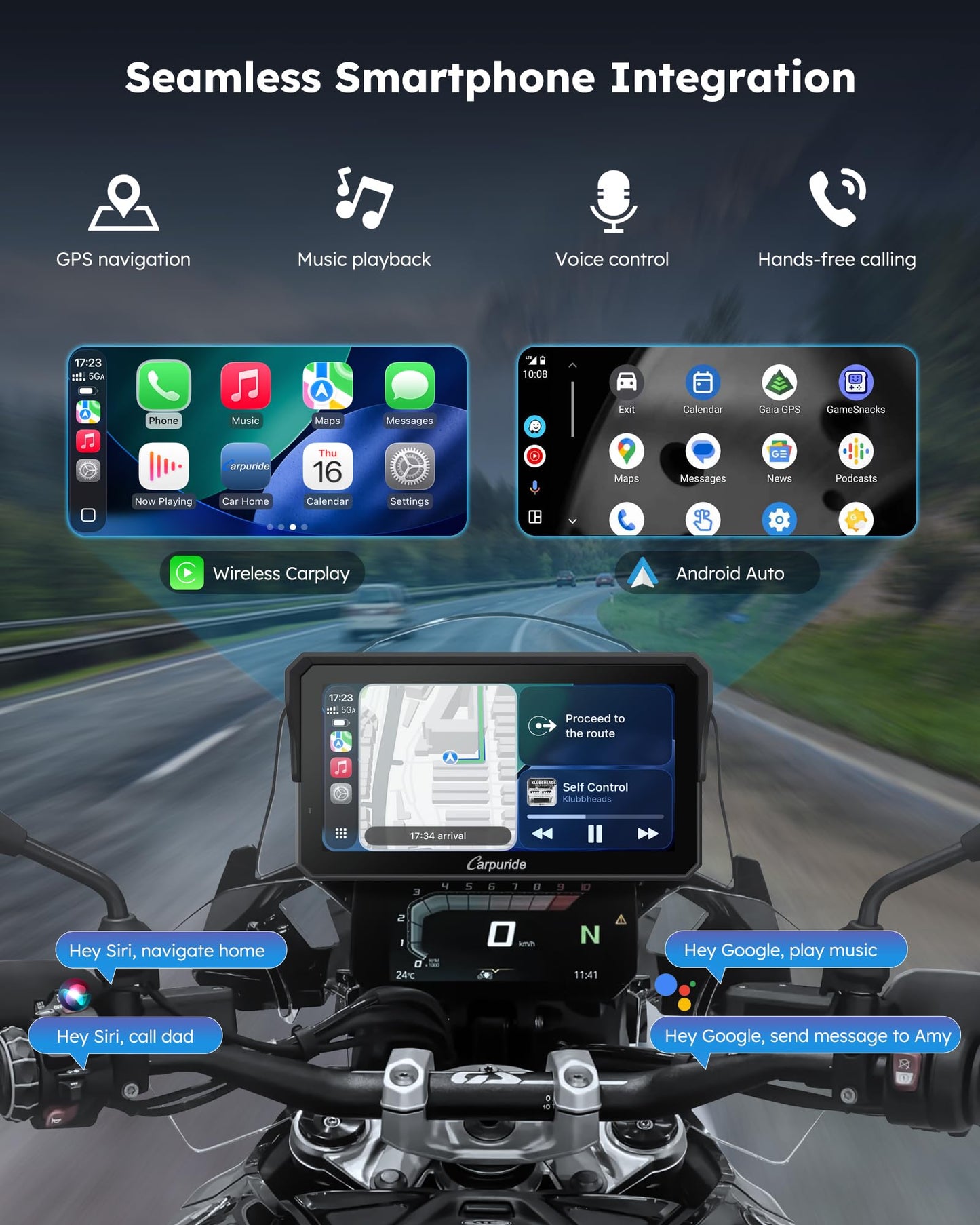 Carpuride W602BSPRO for BMW Motorcycle Carplay & Android Auto 6.25" IP67 Waterproof Car Play Moto GPS Navigation Screen with Dual Bluetooth, Data Reading, OTA, Wonder Control, TPMS, Compass, Barometer
