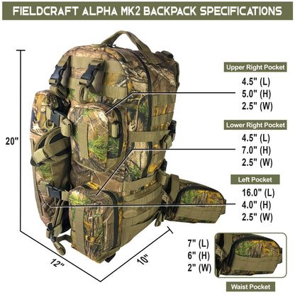 FIELDCRAFT Hunting Backpack Daypack for Rifles, Bows, Crossbows, Muzzleloader, Hunting, Hiking, Archery, Blackpowder, Outdoors Expeditionary Alpha Pack