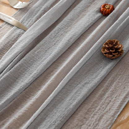 Keketoarrange 3pcs Dusty Blue Gauze Rustic Cheesecloth Table Runner 120 Inch 10 FT for Wedding Baby Shower Bridal Shower Birthday Engagement Garden Outdoor Party Long Sheer Boho Decorations