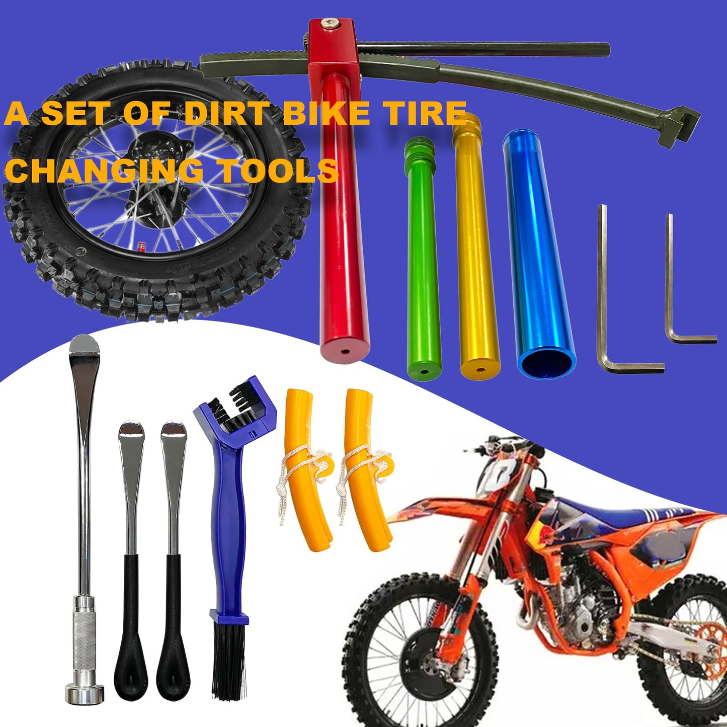 C CLINK Dirt Bike Tire Changing Tools Complete Package for Motocross Enduro Compact Dirt Bike Tire Changer for 16" to 21" Wheels Quick Easy Mount 15mm to 25 mm Axles (Complete kit)