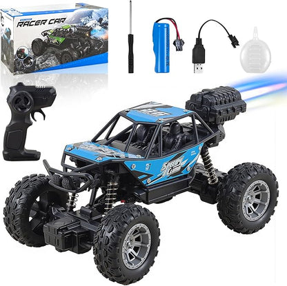 NXD RC Truck 1:18 Remote Control Car with Spray &amp Light 4WD All Terrain Off-Road Monster Truck Toys 2.4 GHz RC Cars for Kids Age 6 7 8 9 10 11 12 Gift for Boys Girls (Blue)