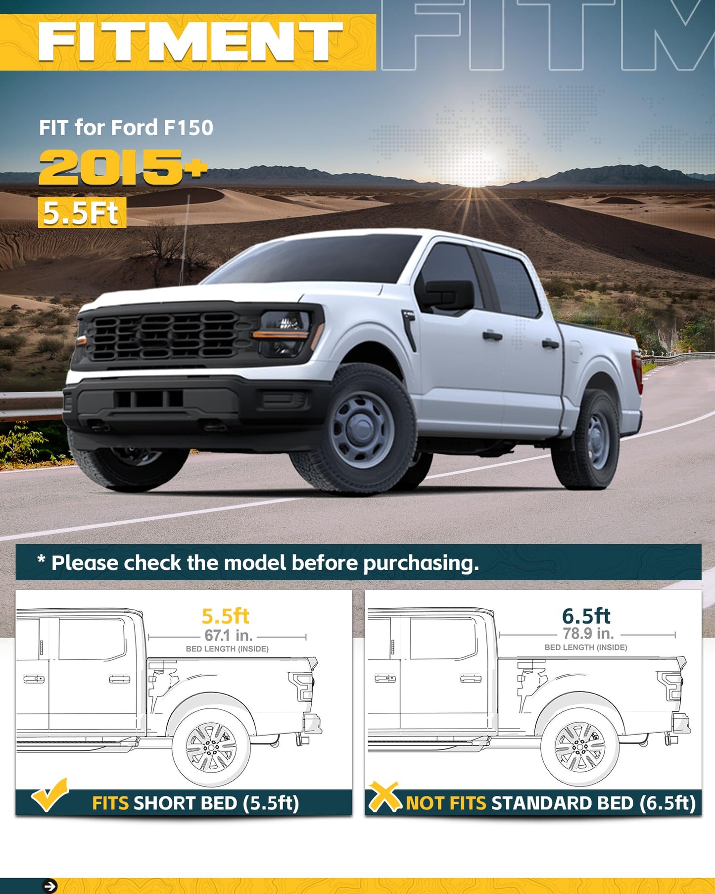 Trumgeta Side Bed MOLLE Panel Fit for 5.5 Feet Ford F150 2015-2020 & 2021-2026 Truck Storage Organizer System