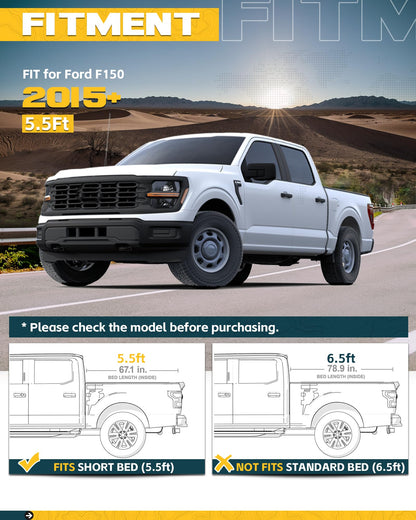 Trumgeta Side Bed MOLLE Panel Fit for 5.5 Feet Ford F150 2015-2020 & 2021-2026 Truck Storage Organizer System