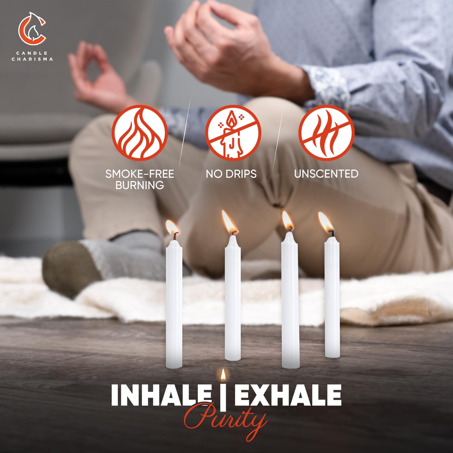 Candle Charisma 100 White Spell Candles - 4" Unscented Paraffin Chime Candles, Smokeless & Dripless, Colored Candles, 1.5 Hours Burn Time 0.4" Thick Taper Candles for Rituals,Birthdays and Parties