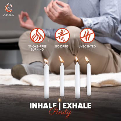 Candle Charisma 100 White Spell Candles - 4" Unscented Paraffin Chime Candles, Smokeless & Dripless, Colored Candles, 1.5 Hours Burn Time 0.4" Thick Taper Candles for Rituals,Birthdays and Parties