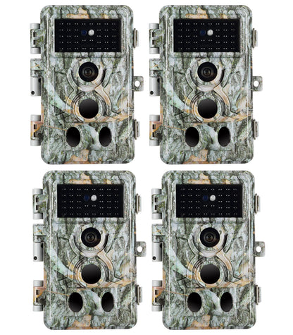 Agitato 4-Pack Wildlife Camera 64MP 1296P H.264 Video 0.1s Trigger Speed with 100ft Night Vision Motion Activated IP66 Waterproof for Outdoor Surveillance Hunting Research