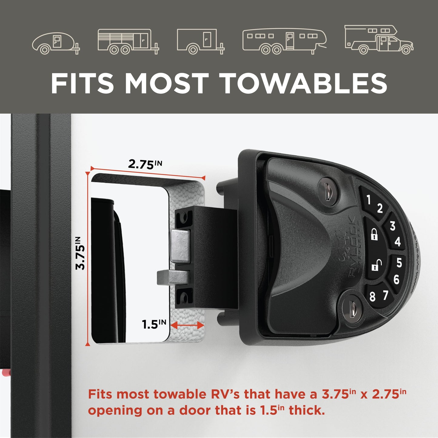 RVLOCK V4 Durable Metal RV Door Lock with Keypad and Remote, Premium Replacement for Trailers, Secure and Convenient Keyless Camper Door Lock Replacement, Patented Security Technology