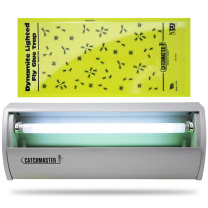 Catchmaster Pro Series Flying Insect Light Trap, Electric UV Light Fly Trap, Silent Adhesive Glue Board, Mosquito Gnat Killer Indoor, UV Lamp Bug Catcher, Pest Control for Home & Garage