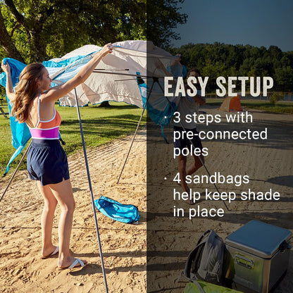 Coleman Portable 7x7ft Backpack Sun Shelter, Lightweight Shade Canopy with Easy Setup & Backpack Carry Bag, Great for Beach, Park, Sidelines, Backyard, Camping, & More