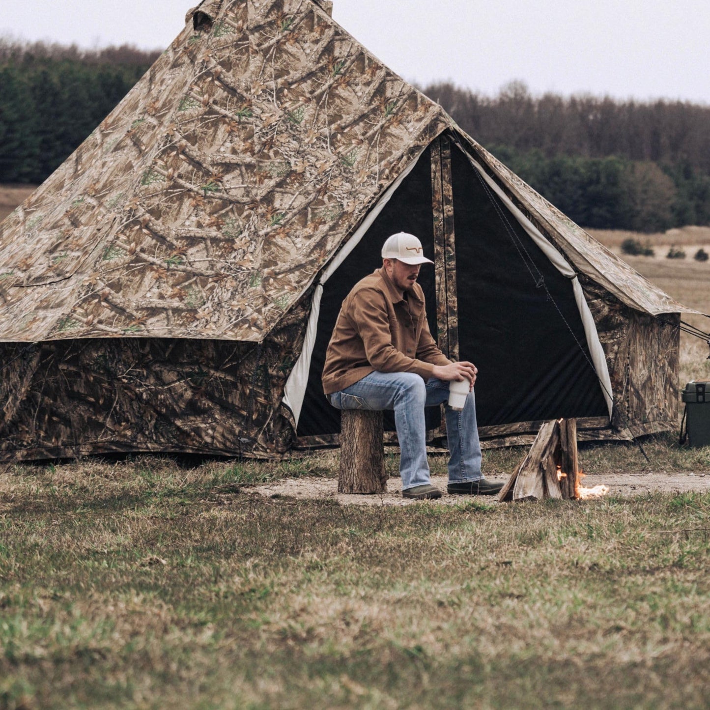 WHITEDUCK Regatta Canvas Bell Tent - w/StoveJack, Waterproof, 4 Season Luxury Camping and Glamping Yurt Tent Outdoor (20' (6M), Water Repellent, Realtree Edge)
