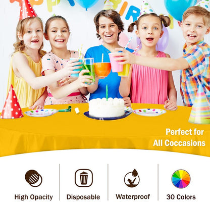 12-Pack Premium Plastic Tablecloth 84in. Round Table Cover - Yellow