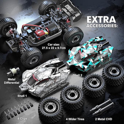 HYPER GO H16PL 1/16 RTR Fast Brushless RC Buggy for Adults Max 38 mph RC Truck 4WD High Speed Racing Car with 2S 2000 mAh Battery for RC Basher