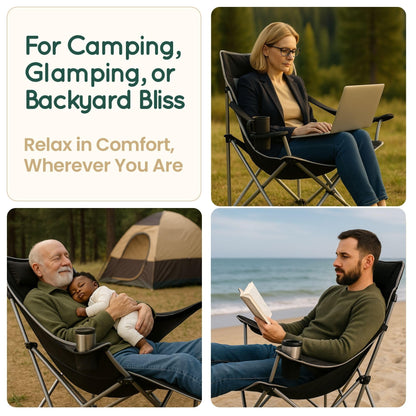 Moose Medoz Hammock Camping Chair – Folding Swing Chair with Headrest & Cup Holder, 300 lbs Support, Breathable Mesh, Portable & Lightweight for Outdoor, Camping, Fishing, Patio & Travel