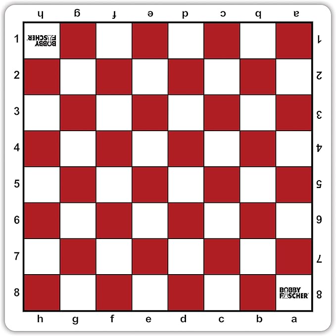 Bobby Fischer Tournament Roll Up Travel Chess Board - 20 inches - Mousepad Style with Red Squares by WE Games