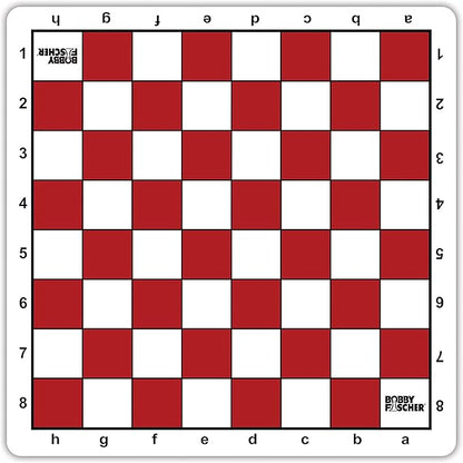 Bobby Fischer Tournament Roll Up Travel Chess Board - 20 inches - Mousepad Style with Red Squares by WE Games
