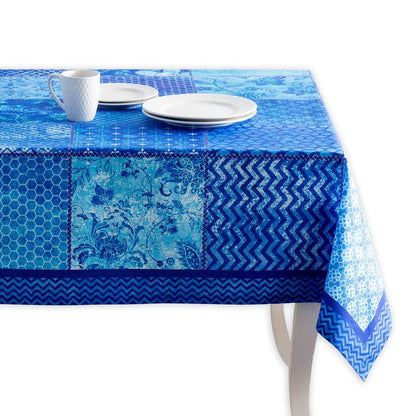 Maison d' Hermine Table Cloth Square Table 100% Cotton 54 x 54 Inches Tablecloth Reusable Decorative for Dining Kitchen Room Farmhouse Home Gifts for Mothers Day Spring Summer - Indigo Love