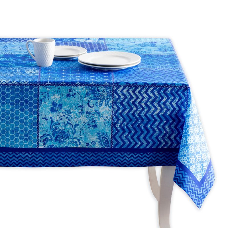 Maison d' Hermine Table Cloth Rectangle Table 100% Cotton 70 x 120 Inches Tablecloth Reusable Decorative for Dining Kitchen Room Farmhouse Home Gifts for Mothers Day Spring Summer - Indigo Love