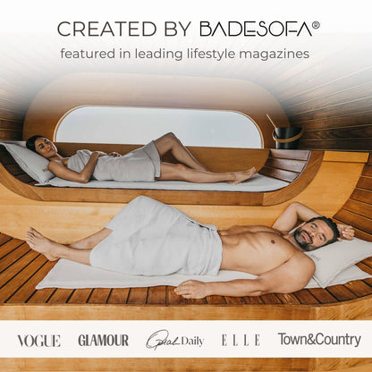BADESOFA SAUNASOFA™ Sauna Mat & Pillow Set – 3 Seater Sauna seat Cushion and Pillow for Indoor and Outdoor Infrared or Finnish Sauna – Luxury Sauna Gift in Charcoal