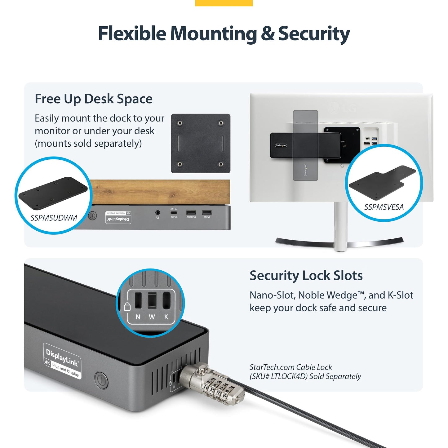 StarTech Triple Monitor USB-C Docking Station, 4K 60Hz DisplayLink Dock for MacBook M1 M2 M3 M4 & Windows, 2.5GbE, 2X HDMI & 2X DP, 140W Laptop Charging, USB-C DP Alt Mode - TAA