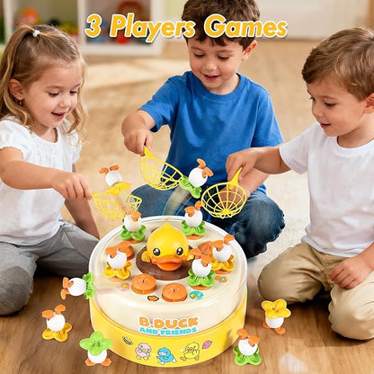 B.Duck Catch and Bounce Games Toys for Kids 3-5 B.Duck Board Games with 3 Nets for Kids 4-6 Christmas Birthday Easter Gifts for Toddler Boys Girls 3 4 5 6 Years Old