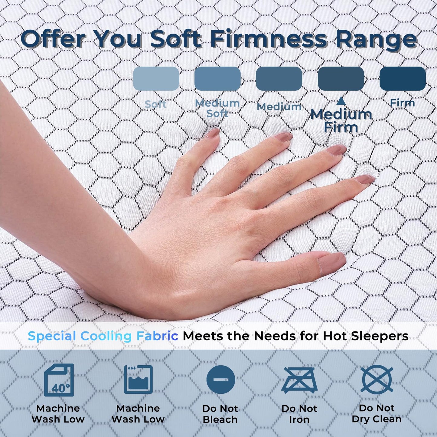 Freesof Odorless Foldable Mattress Twin Size 75" x 38" x 6", 6 Inch Medium Firm Folding Foam Mattress with Storage Bag, Fiberglass Free Trifold Memory Foam Mattress for RV, Guest Bed