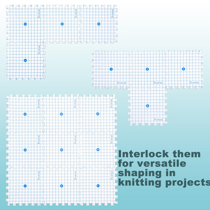 Svartur Interlocking Blocking Mat for Knitting and Crochet Projects, 9 Pack Knitting Blocking Mats with Blocking Comb Pins, T-pins, Crochet Blocking Board, Knitting Mat with Grid Line, Storage Bag