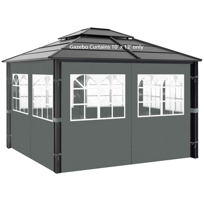 Gazebo Privacy Curtains 10' x 10' with PVC Windows, 4-Panels Side Wall with Zipper Universal Replacement for Patio, Outdoor Canopy, Garden and Backyard, Gray
