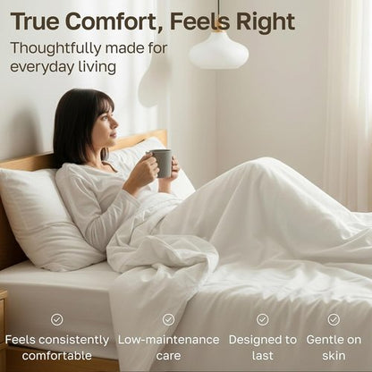 California Design Den Twin Sheet Set - 100% Soft Cotton, 400 Thread Count, Silky Smooth & Breathable - White