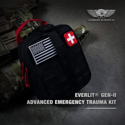 EVERLIT Advanced Trauma Kit, CAT GEN-7 Tourniquet, TCCC Compliant, Mil-Spec Nylon Laser Cut Pouch with 36" Splint, Military Combat Tactical IFAK for Emergency Bleeding Control (Black)