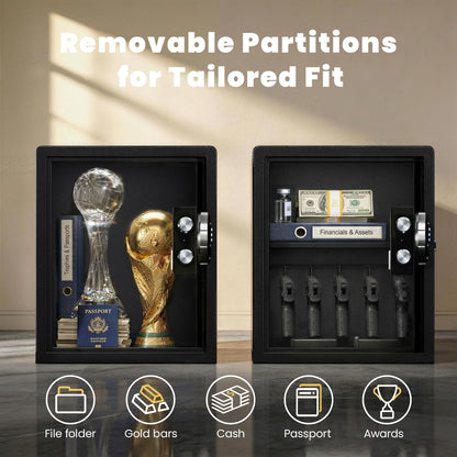 KornerBatl 𝟑𝟓 𝐋𝐁 Smart Fingerprint Gun Safe with Biometric Lock, Quick Access Multiple Handgun Storage Rack 𝐆𝐢𝐟𝐭𝐬 𝐟𝐨𝐫 𝐅𝐚𝐭𝐡𝐞𝐫'𝐬 𝐃𝐚𝐲 (12.99"D x 13.78"W x 19.69"H)
