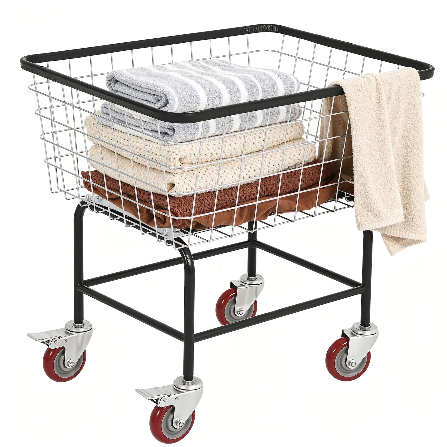Ultym Extra-Large Rolling Laundry Cart with Wheels Holds 4 Washer Loads, Wire Laundry Basket, Heavy-Duty Steel Storage Basket with Galvanized Finish, for Commercial or Home Laundry