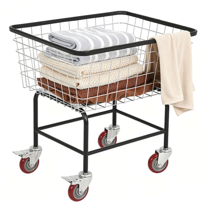 Ultym Extra-Large Rolling Laundry Cart with Wheels Holds 4 Washer Loads, Wire Laundry Basket, Heavy-Duty Steel Storage Basket with Galvanized Finish, for Commercial or Home Laundry