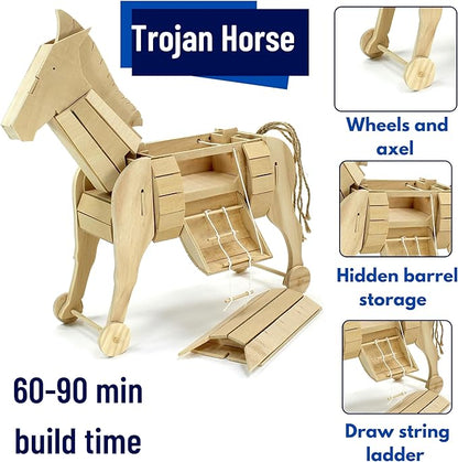 Pathfinders STEM Kit – Trojan Horse Model | DIY Wooden Craft Kit for Kids 10-14 | Girls Arts &amp Crafts STEM Gift | Ancient Greek History Project | Hands-On Educational Toy Engineering and Science