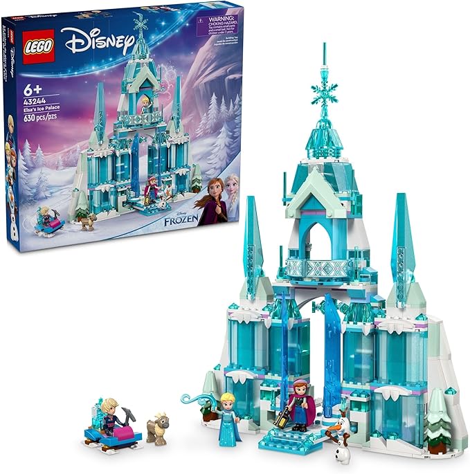 LEGO Disney Frozen Elsa’s Ice Palace Building Set for Kids Princess Castle with Anna and Elsa Mini-Doll Figures Disney Princess Toy Gift Idea for Girls Boys and Movie Fans Ages 6 and Up 43244