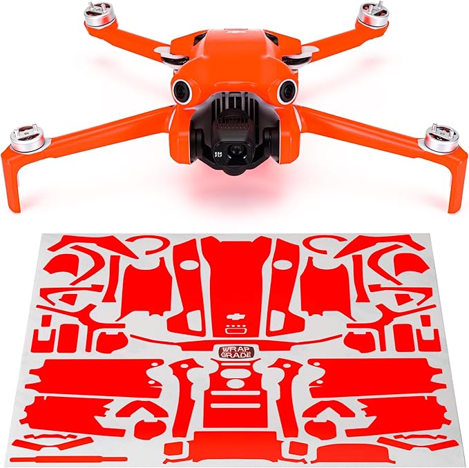 WRAPGRADE Skin Stickers Compatible with DJI Mini 4 Pro | Full Wrap (Neon Orange)