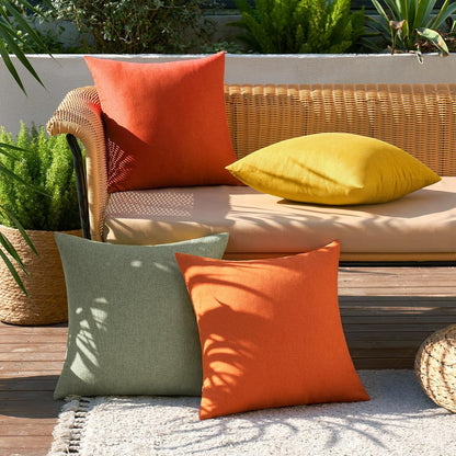 MIULEE Decorative Outdoor Throw Pillow Covers - Waterproof Farmhouse Cushion Cases | 18x18 Inch, Rust Green (Pack of 4)