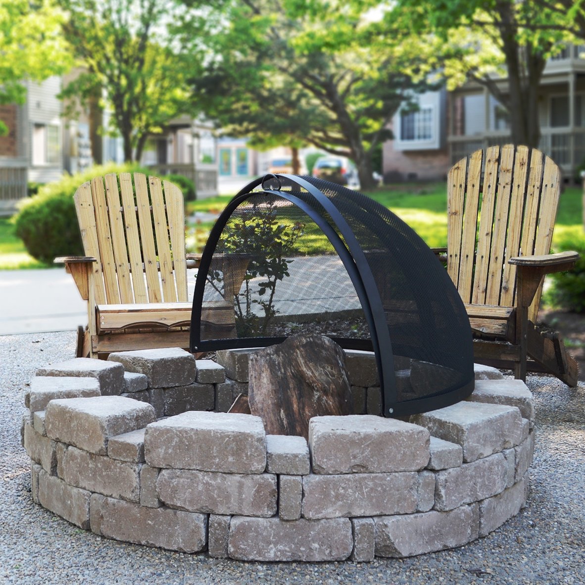 Hampton's Buzaar 36 Inch Fire Pit Easy Access Spark Screen