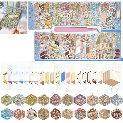 20 Sets DIY 3D House Stickers Scene Book Therapy for Adults Stress Relief Pass The Time Fun DIY 3D Sticker Scene Make Your Own Warm Home Cartoon Animal Scene Funny Stickers for Kids