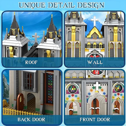 Reobrix Medieval Castle Building Block Set with LightArchitectural Model Kit 66027European Century ChurchConstruction Model for Adult and Teens Age of 14+Home DecorationIdea Art Gift3183 PCS